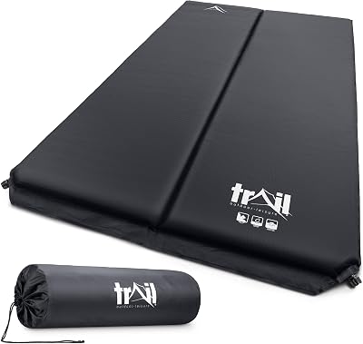 Trail Outdoor Leisure Self-Inflating Double Camping Mat 5cm Thick Black