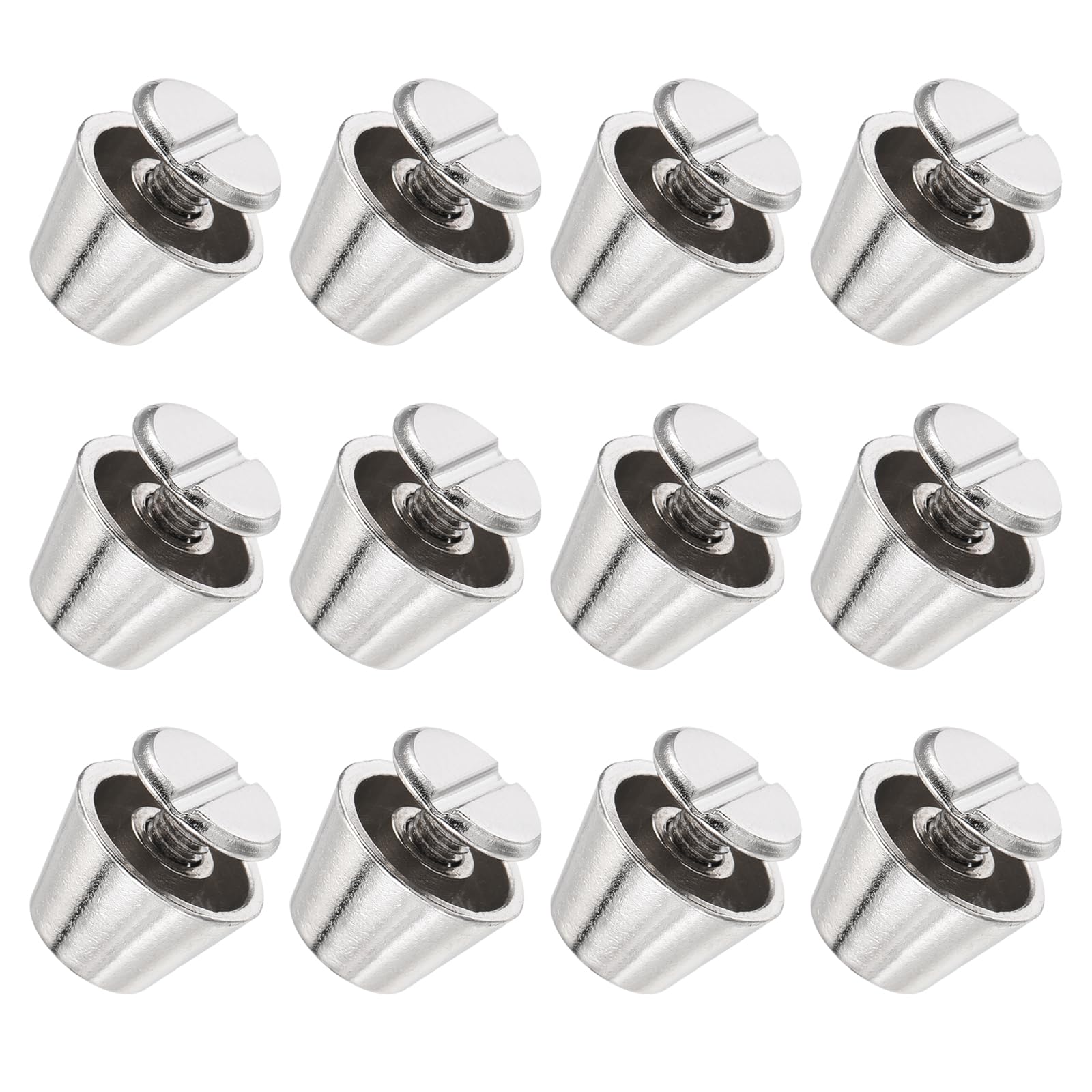 METALLIXITY Screw Back Stud Spike (10x7mm) 12pcs, Flat Head Stud Rivets - for Leather Crafts Purse Bags, Silver Tone