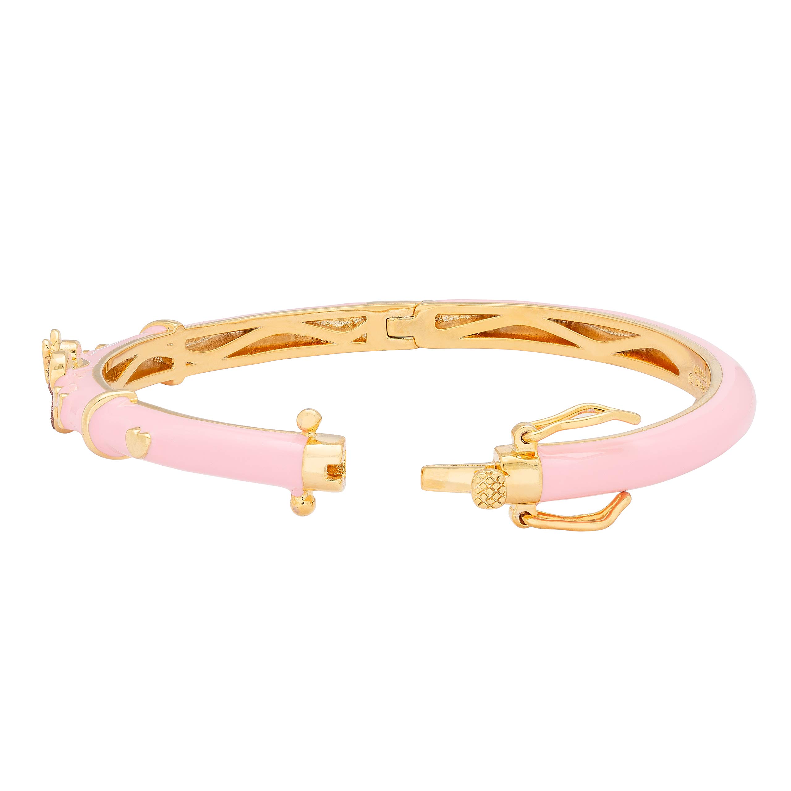 Disney Jewelry for Pink Minnie Mouse Bangle Bracelet, Yellow Flash Plated, Glitter Accent, 6.5