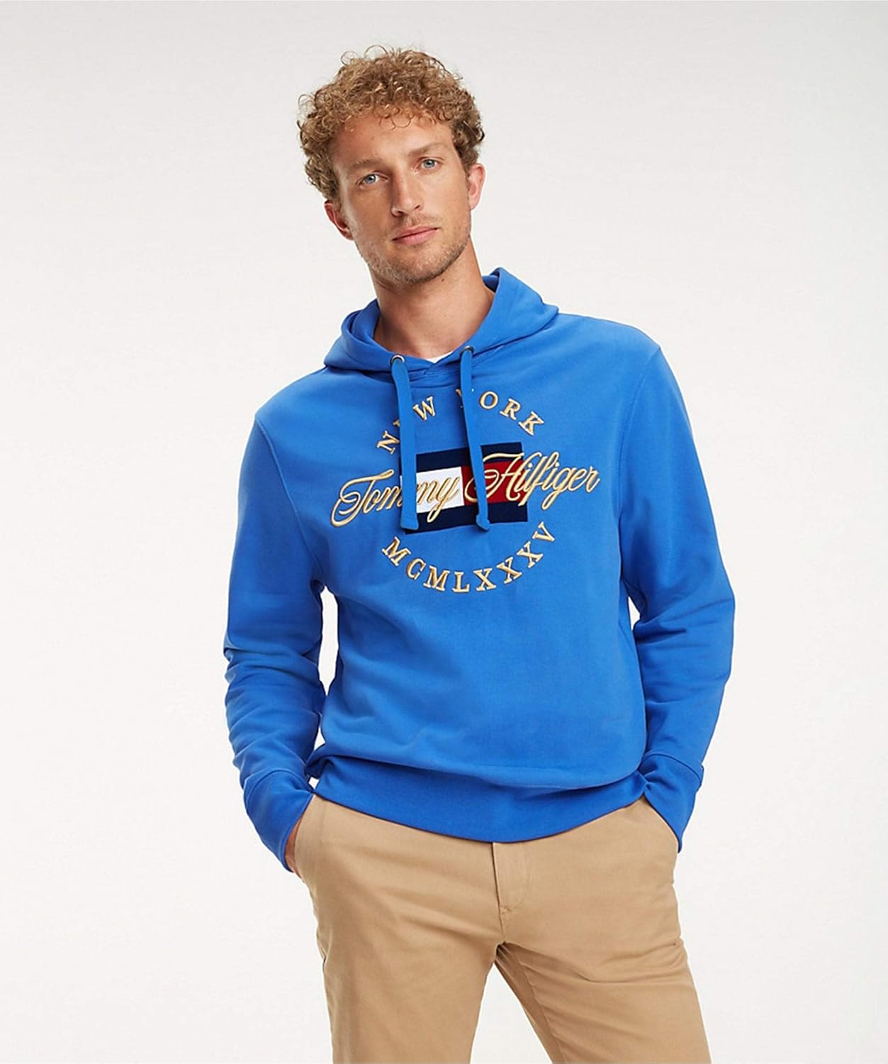 tommy hilfiger logo hoodie blue