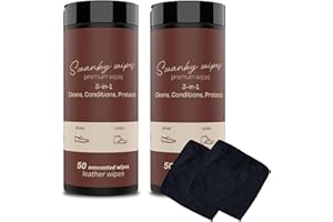 SWANKY WIPES Swanky Leather Wipes - Leather Cleaner and Conditioner for Purses, Shoes, Furniture Polish & Car Seats, Prevents Fading & Cracking, Restores Softness & Shine - Canister, 100 Count