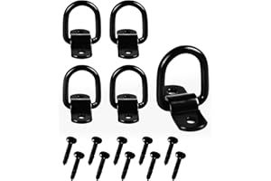 Cavo 10 PCS 1/4" Steel D-Ring Tie Down Anchors with Screws, 2400 lbs Heavy Duty Lashing Rings for Trailer Pickup Van ATV SUV RV Boat Motorcycle, Cargo Surface Mount Hooks, Trucks Bed Anchors, Black