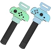 YUANHOT Wrist Bands for Nintendo Switch Just Dance 2025 2024 2023 2022 & Zumba Burn It Up, Adjustable Elastic Straps for Switch & Switch OLED Joy Con Controller, 2 Pack for Kid and Adult - Green/Blue