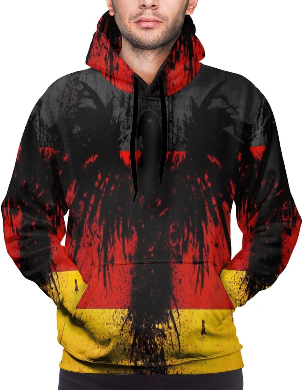 German Flag Black Eagle Men's Long Sleeve Hoodies Casual