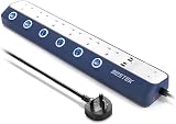 BESTEK 6 Way Surge Protection Extension Lead with 4 USB Ports 1.8M White