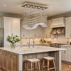 Siljoy 8 Lights Rectangular Wave Crystal Chandelier