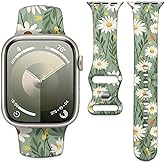 Sport Watch Band Compatible with iWatch Band 38mm 40mm 41mm Women, Soft Silicone Floral Print Sport Strap Replacement Wristbands for iWatch Series Ultra 9 8 7 6 5 4 3 2 1 SE