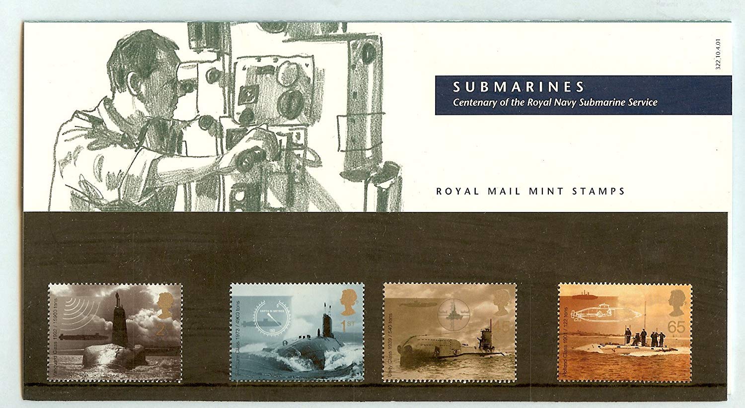 2001 Royal Navy Submarines Stamps in Presentation pack