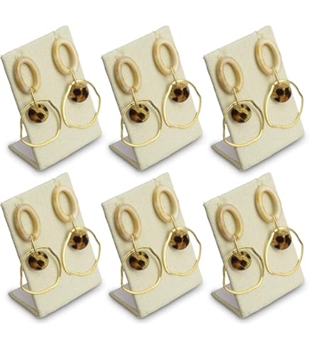 N'icePackaging 6-Pack White Leatherette Earring T-Stand Displays - 4.75" Tall Free-Standing Jewelry Showcase
