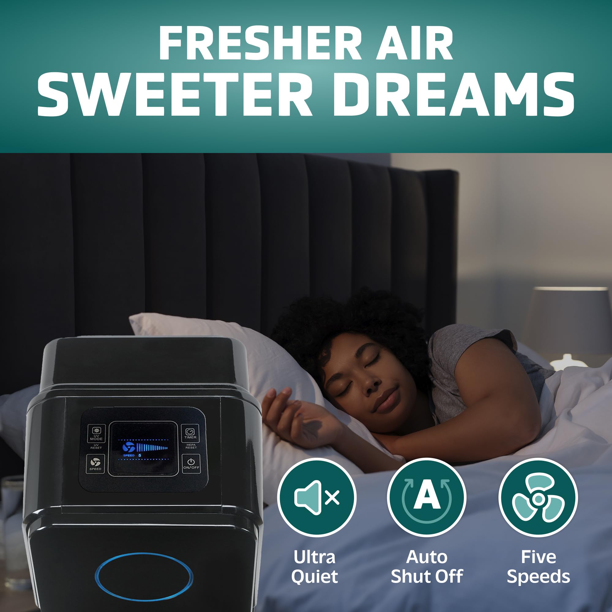 GermGuardian Air Purifier for Home with HEPA Pure Filter, for Wildfire Smoke, Pet Dander, Pollen, Odors, Large Rooms Up To 870 Sq. Ft., Removes 99.97% Pollutants, UV-C Light, 28