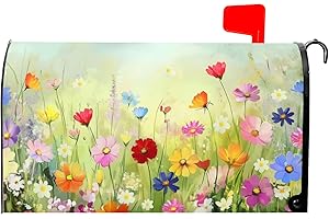 ANCORDIVO Spring Summer Floral Mailbox Covers Magnetic Standard Size 21 x 18 Inch Colorful Wild Flower Decorative Mailbox Wraps Post Letter Box Cover for Garden Yard Outdoor