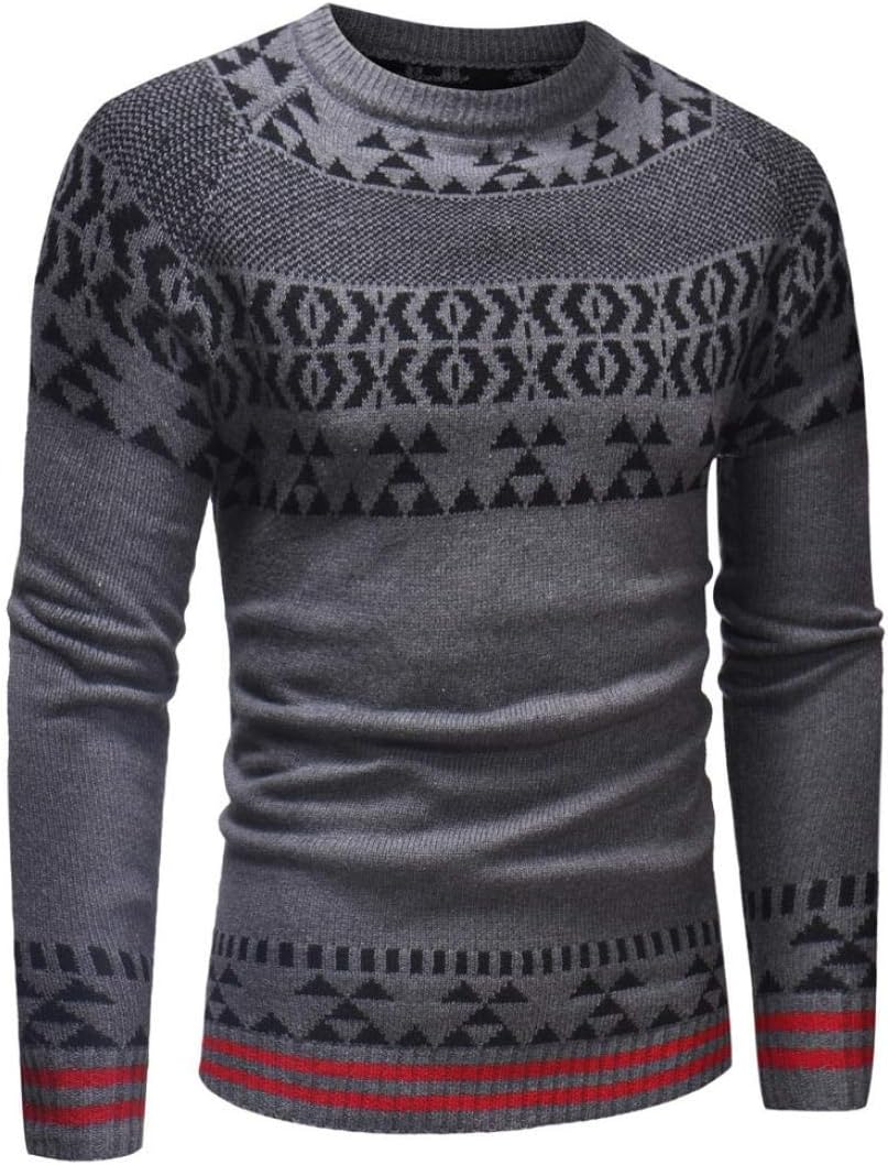 Binmer Clearance Men's Autumn Winter Solid Pullover Print Knitted Trutleneck Sweater Blouse Top