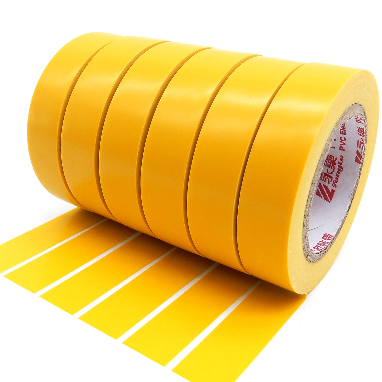 Maveek Electrical Tape 0.6 Inch 15M Yellow Electrical Insulation Tape, 50 Feet, 6 Pack