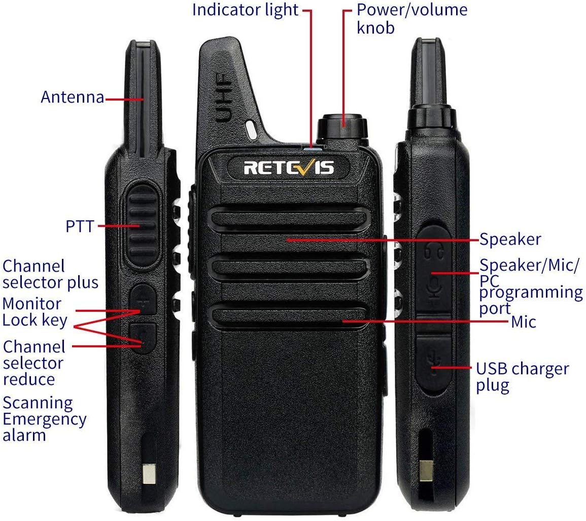 Retevis RT622 Walkie Talkies for Adults Mini 2 Way Radio Rechargeable, 113g Portable Radio, VOX, PMR446 - Image 3