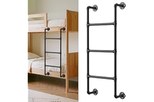 MIRAITOWARAL 3.3FT Wall Mounted Metal Step Ladder,Bunk Bed Ladders for Home, Basement Window Well Egress,Loads 330lbs,Black Fire Emergency Escape Ladder for High Entrance Attic Egress,Sturdy Bunk Bed Climbing