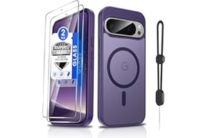 Dizn for Google Pixel 9/Pixel 9PRO Case: Pixel 9/9PRO Case with Tempered Glass Screen Protector,Wireless Charging Matte Trans