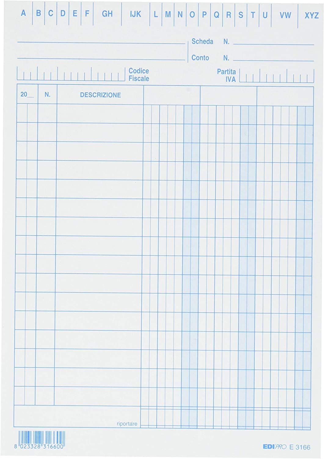 EDIPRO - E3166BL - 100 Cards with 3 Columns Blue f.to 17x12