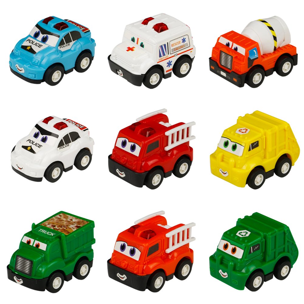 Véhicule Miniature Camion 9 Pcs Tire Hacia Atrás el Coche de Juguetes para Niños Niñas