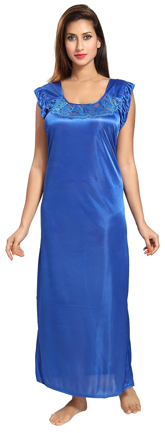noty women's satin nighty - 4 pc set- nighty/robe/top/capri