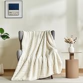 Sophia & William Cream White Faux Rabbit Fur Throw Blanket, Micro Mink Dual-Sided Soft Blankets, Warm Fuzzy Fluffy Blanket for Couch Bed Sofa, Machine Washable, 60" x 80"
