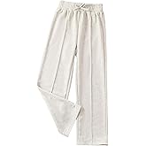 QJQ Girls Wide Leg Elastic High Waisted Pants Sweatpants Baggy Track Pants Trousers Casual Streetwear Ages 8-12