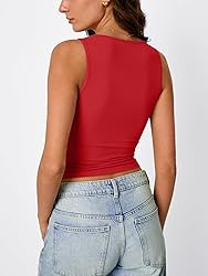 Trendy Queen Womens Tank Tops Double Lined Crop