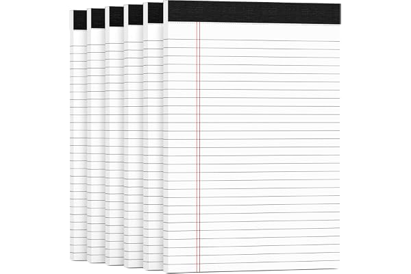 Legal Pads 8.5 x 11 White Note Pads Paper 8-1/2 x 11 Lined Paper Pad 8.5 x 11 White Legal Pad 6 Pack Notepads 8.5 x 11 Lined