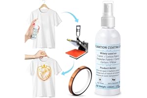 CRUZIX Sublimation Spray Coating for Cotton Shirts, Sublimation Spray Glue with Heat Resistant Tape for Polyester Fabric Carton Blanks Tote Bag, Super Print Adhesion & Quick Dry Waterproof High Gloss Finish