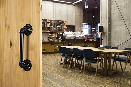 Tools Home Improvement Gate Handles Gate Garage Door Handle Set Of 2 2 Barn Door Handles And Pulls Black Industrial Pipe Kitchen Cabinet Handles
