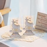 Sziqiqi Vintage Metal Pillar Candle Holders Set of 2 Deer Distressed Hurricane view 7
