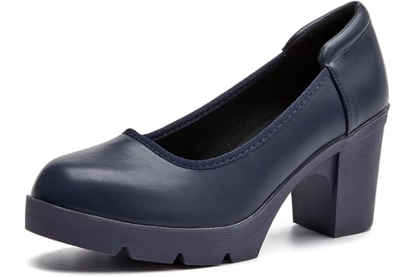 kkdom Women's Dress Shoes Low Block Heel Pumps Comfortable Work Shoes for Office Business