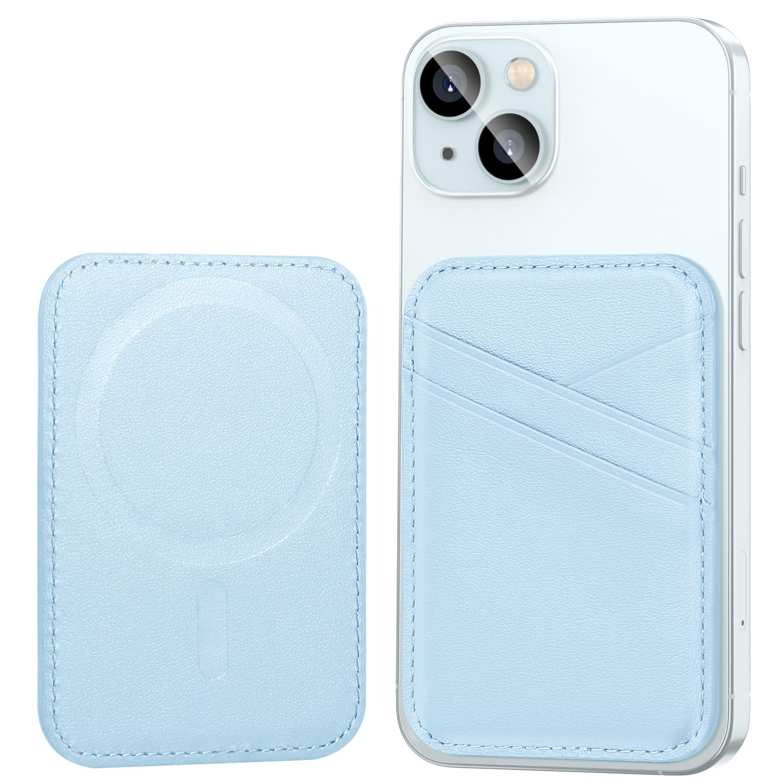 Miroddi for MagSafe Wallet, Magnetic Wallet Card Holder for iPhone 15/14/13/12 Series, Super Strong Magnetic Leather Phone Wallet, Slim Minimalist RFID Card Holder for Back of Phone