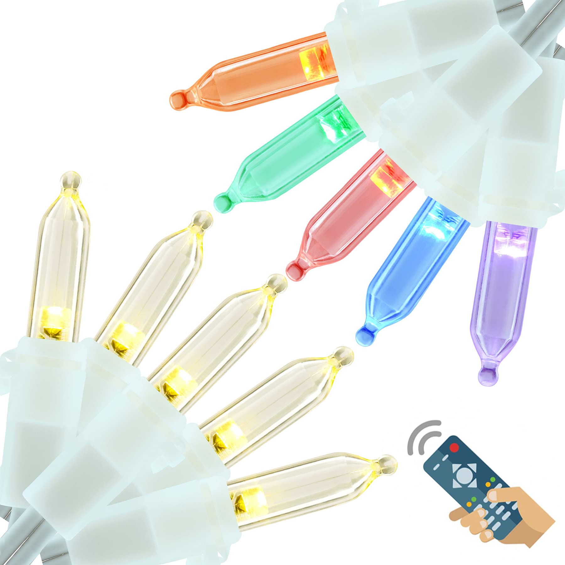 Photo 1 of YULETIME 66 Feet 200 Count Color Changing LED String Lights with 10 Modes, Warm White/Multicolor Variable Color Christmas Lights (White Wire)