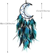 Donko Moon Dream Catcher Black & Blue Handmade Feather Wall Decor view 2