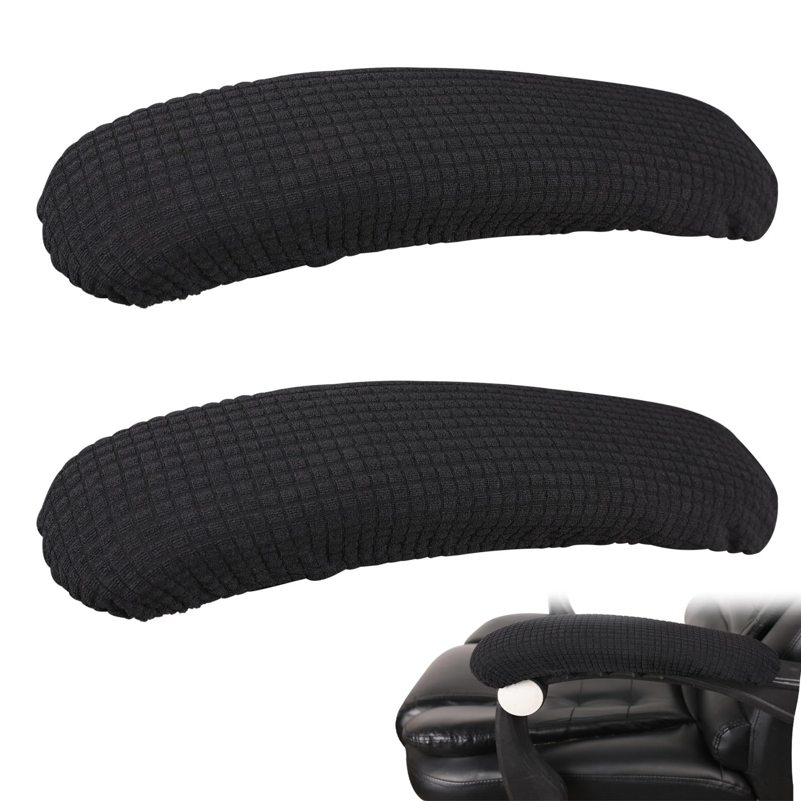 KALIONE 2Pcs Office Chair Arm Covers, Black Armrest Slipcover Pads, Elastic Computer Arm Protectors