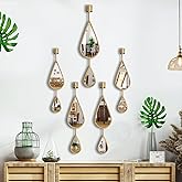 BAODANFU Wall Mirror Decorative Mirrors Mounted Decor Tear Drop Shape Gold for Bedroom Living Room Entryway Bathroom Vanity B
