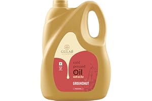 Gulab Cold Pressed Groundnut Oil - 5 Litre | Peanut Oil | Sing Tel | Kolhu/Kachhi Ghani/Chekku/Wood Pressed | Natural Cooking