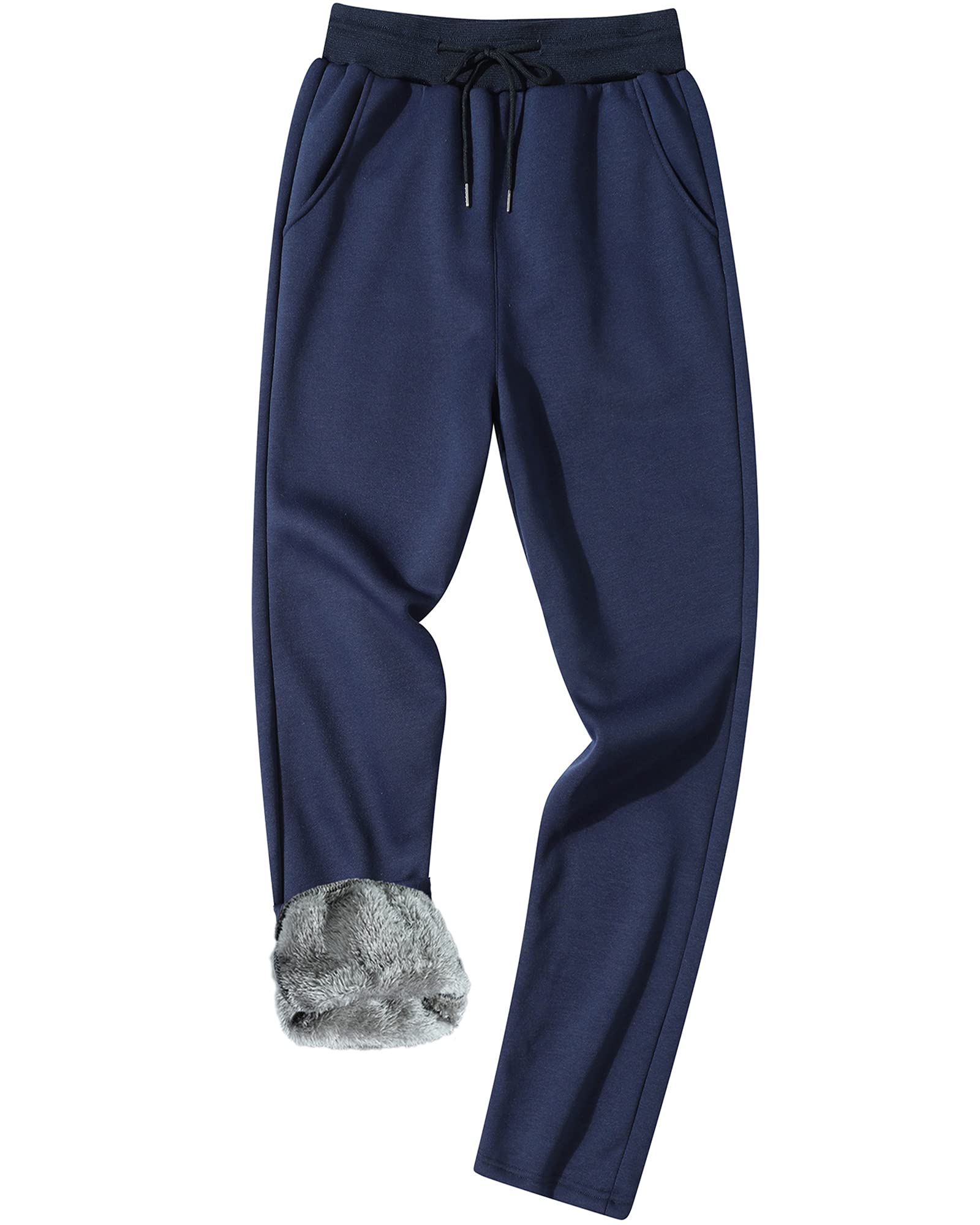 GXAMOY Men's Winter Fleece Pants Sherpa Lined Sweatpants Active Warm Thick Jogger Pants Navy(906) XL Image