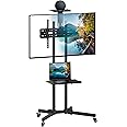 Mount-It! Mobile TV Cart for 37-70 Inch Screens, Height Adjustable Rolling TV Stand with Shelf & Locking Wheels, Portable TV Stand with Tilt, Fits VESA 200x200 to 600x400, Holds 110 lbs