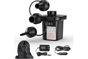 MOTORENBAU Electric Air Pump for Inflatables,Portable Quick-Fill Air Pump with 3 Nozzles,110V AC/12V DC,Inflator & Deflator Pumps for Outdoor Camping,Air Mattress Beds,Boats,Inflatable Cushion,Couch,Pool Floats