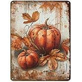 Fall Tin Sign - Vintage Metal Autumn Wall Decor for Patio Decoration Home, Kitchen, Porch, and Garden - Rustic Fall Harvest and Thanksgiving Decoration - 8x12 Inch