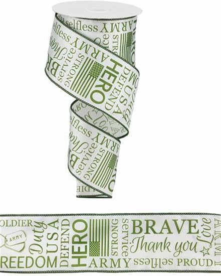 Amazon Com Army Green White Military Wired Ribbon White And Red