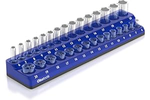 Olsa Tools Magnetic Socket Holder | 3/8-inch Drive | Metric | Blue | Holds 30 Sockets | Professional Quality Tools Organizer
