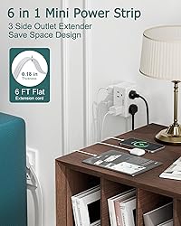 Flat Plug Power Strip 6 Ft, Ultra Flat Extension