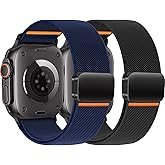 Nylon Bands for Apple Watch Ultra 3/2 Band 49mm 46mm 45mm 44mm 42mm 41mm 40mm 38mm Men,Stretchy Soft Fabric Wristband Magnetic Buckle Sport Strap for iWatch Ultra Series 11 10 9 8 7 6 5 4 3 SE 3/2/1