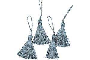 Expo International 2" Key Pack of 4 Mini Fiber Tassel, Pewter, 4 Count