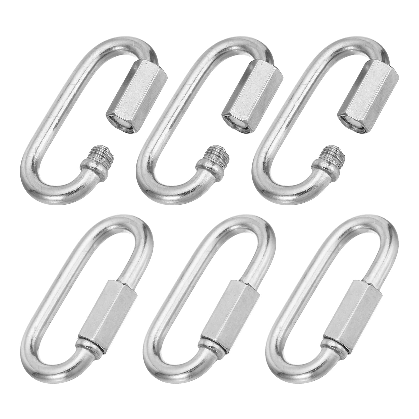 PATIKIL 6mm Chain Quick Links, 6 Pack Chain Connector Screw Locking Clips Hook Oval D Ring for Chandelier Backpack Tent, 304 Stainless Steel 882 Lbs Silver