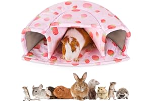 Glittme Guinea Pig Hideout, Thick Guinea Pig Bed with Non-Slip Desgin, Machine Washable Guinea Pig Accessories for Guinea Pig, Rabbit, Hamster, and Other Small Animals, Pink