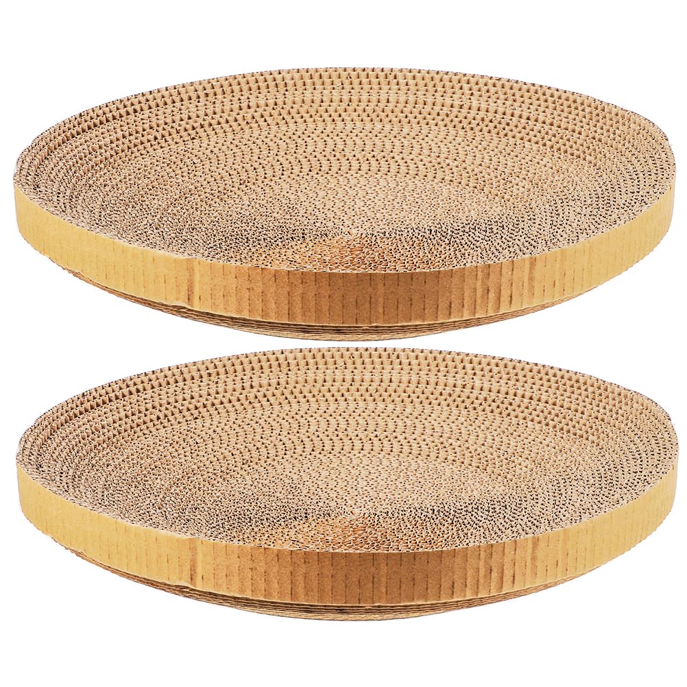 POPETPOP Cardboard Cat Scratcher - 2pcs Cat Scratch Pads Round 14.5x14.5" Replacement Scratching Pads Refill Reversible Scratch Pad Replace Insert for Indoor s Bed Toys