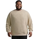 Yuyapu Big and Tall Pullover Sweatshirts for Men 3XL-8XL – Soft Jacquard Knit Oversized Sweatshirt with Ribbed Cuffs & Hem
